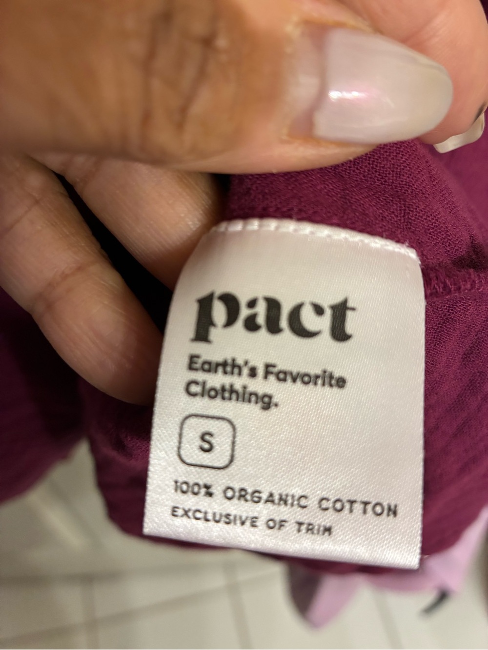Pact Organic Cotton V-Neck Short Sleeve Tiered Midi Dress — Plum - Picture 6 of 7